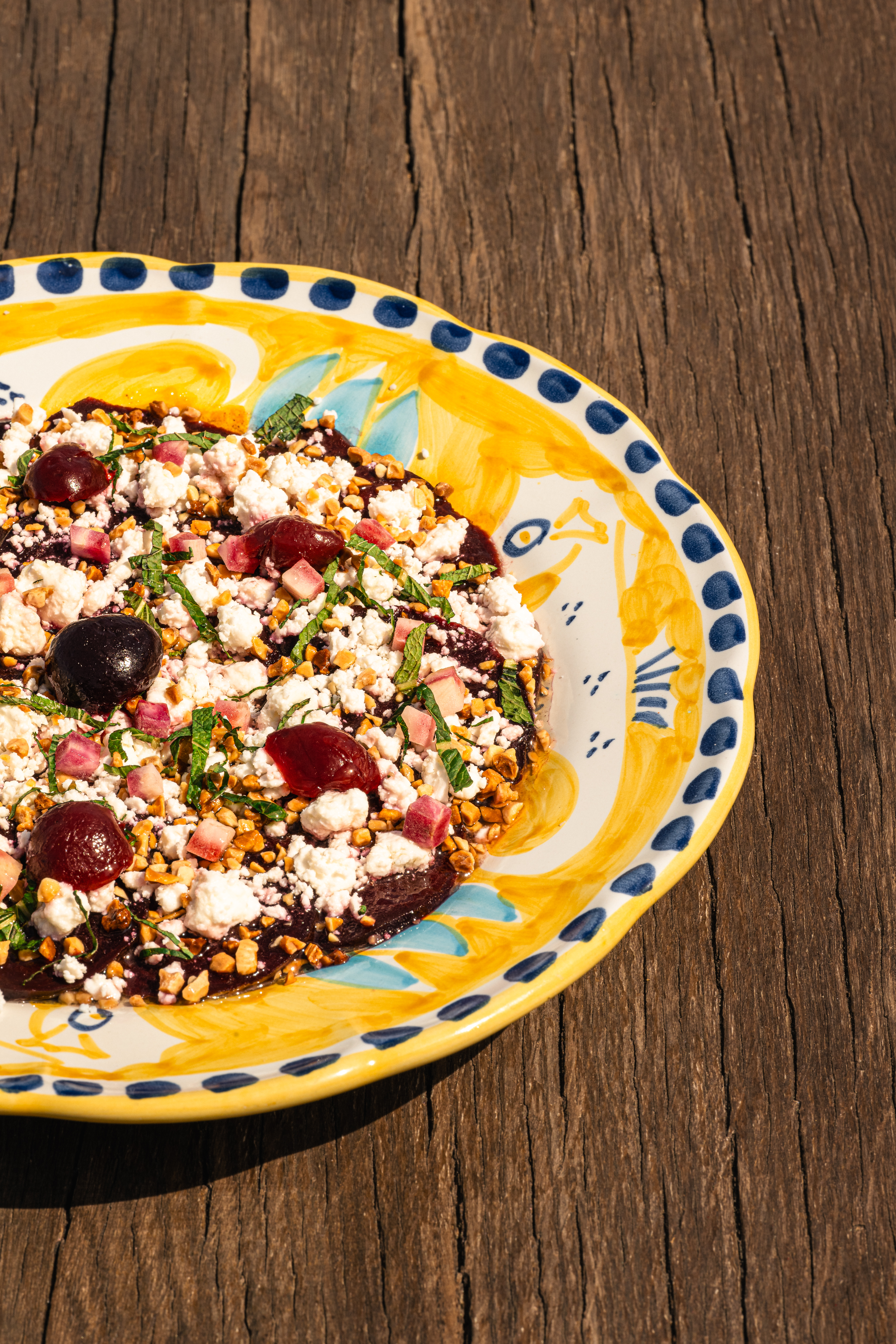 Carpaccio de betterave et fromage frais