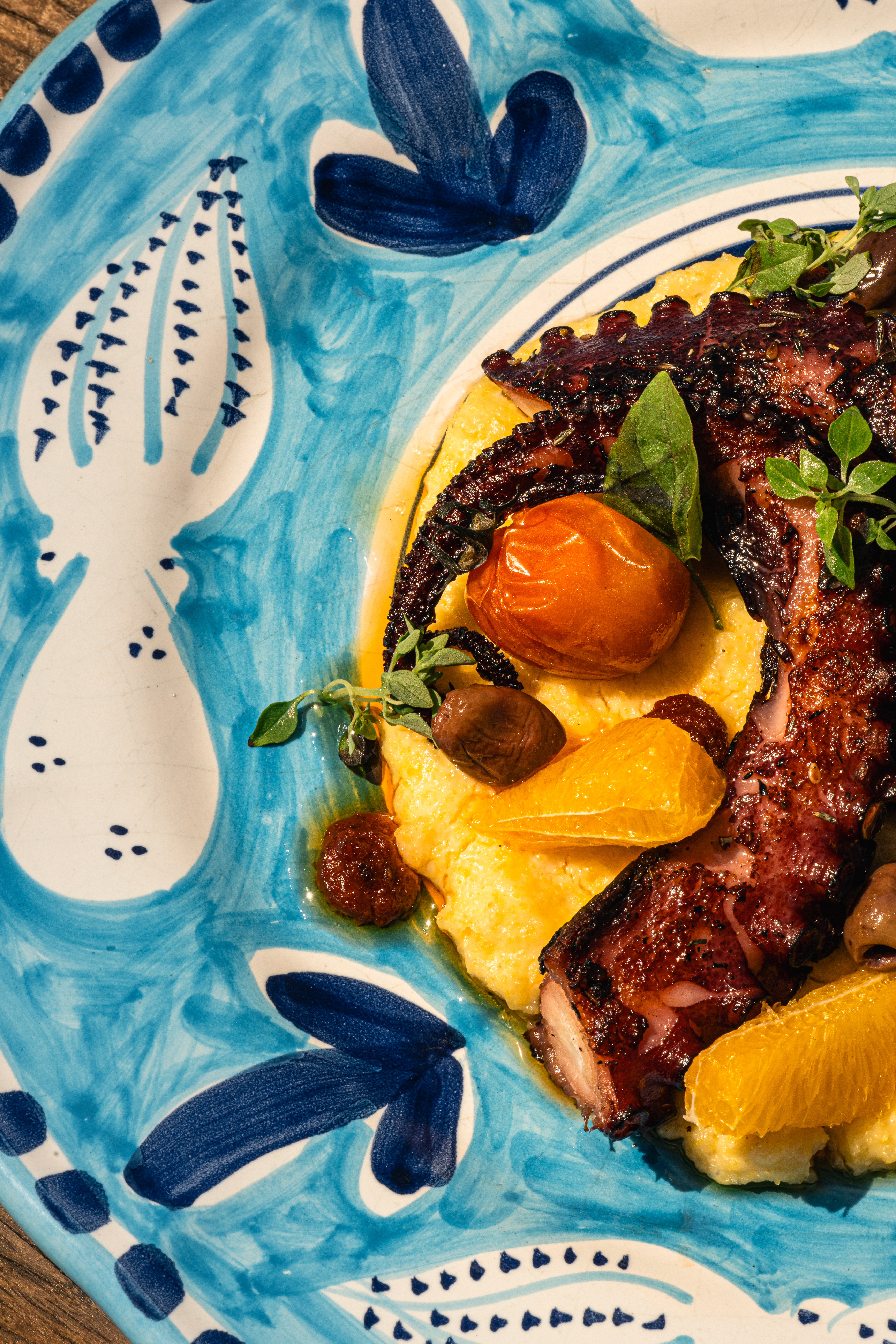 Poulpe grillé à la polenta